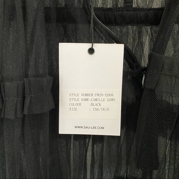 NWT SAU LEE Black Camille Gown - Picture 7 of 10